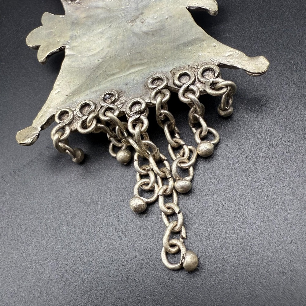 Vintage‎ Neusilber Filigree Brooch Pendant Tribal Design 4.5"x2.5" - Picture 5 of 5